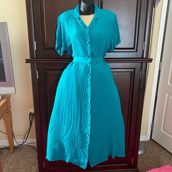 SAG HARBOR 2-pc green hobo bohemian maxi dress M - Picture 5 of 16